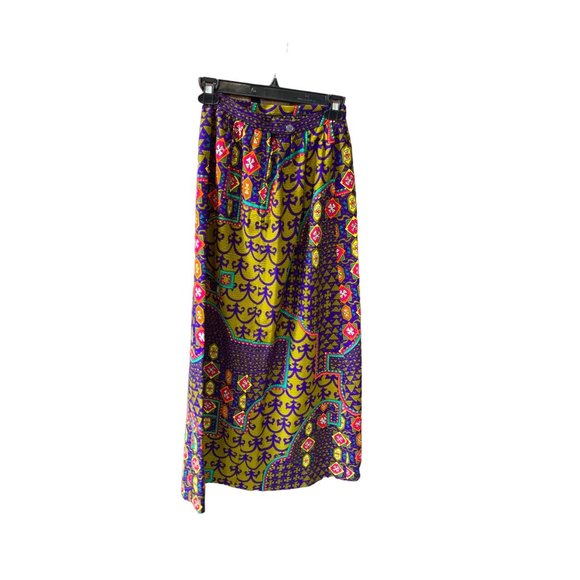 FA Chatta Womens Size 8 Maxi Print Skirt Colorful Back Zip Purple Orange Vintage - Picture 2 of 3
